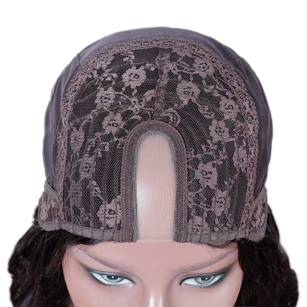 High Density Glueless U-Part Kinky Straight Raw Human Hair Wig