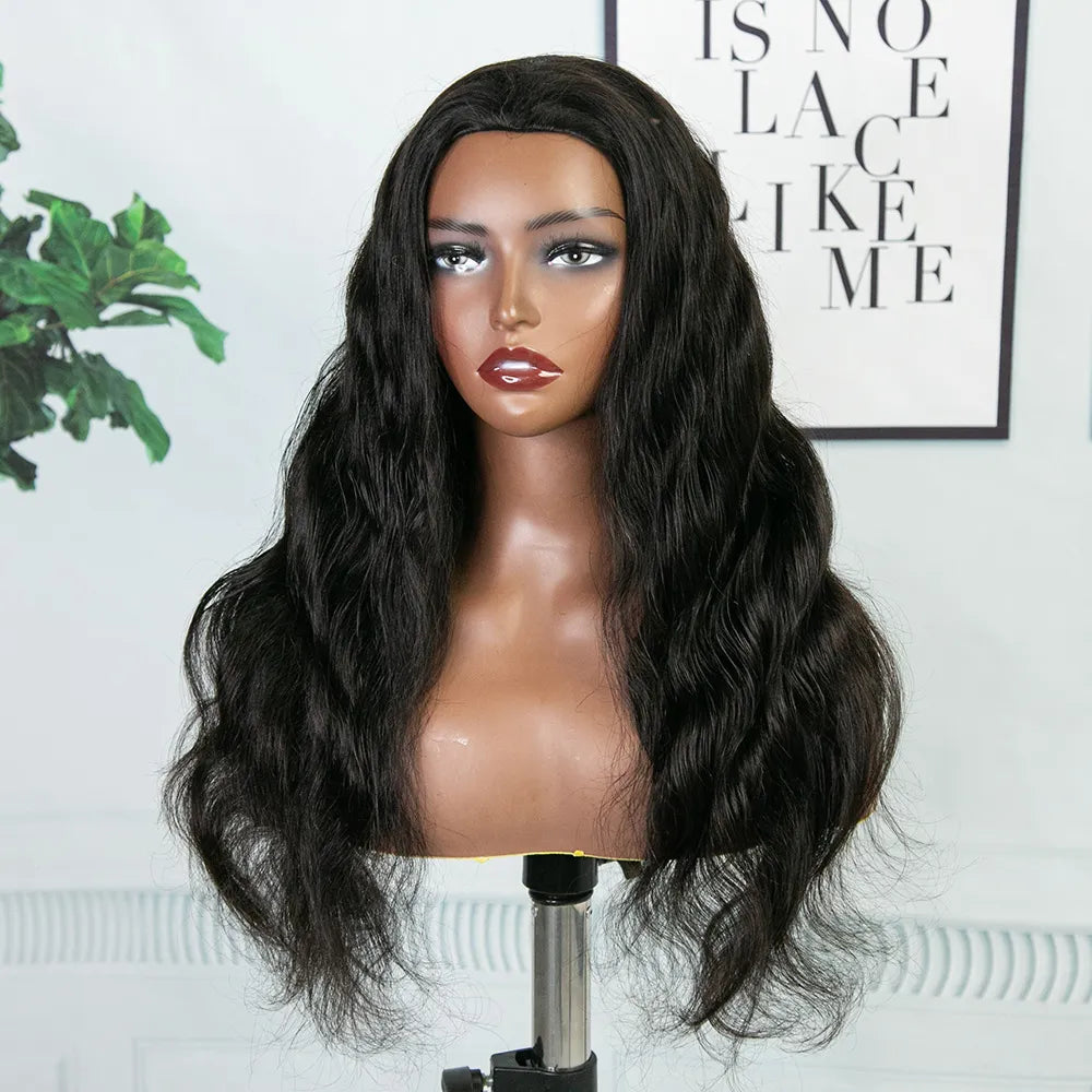 Body Wave Human Hair Half Wig with Drawstring