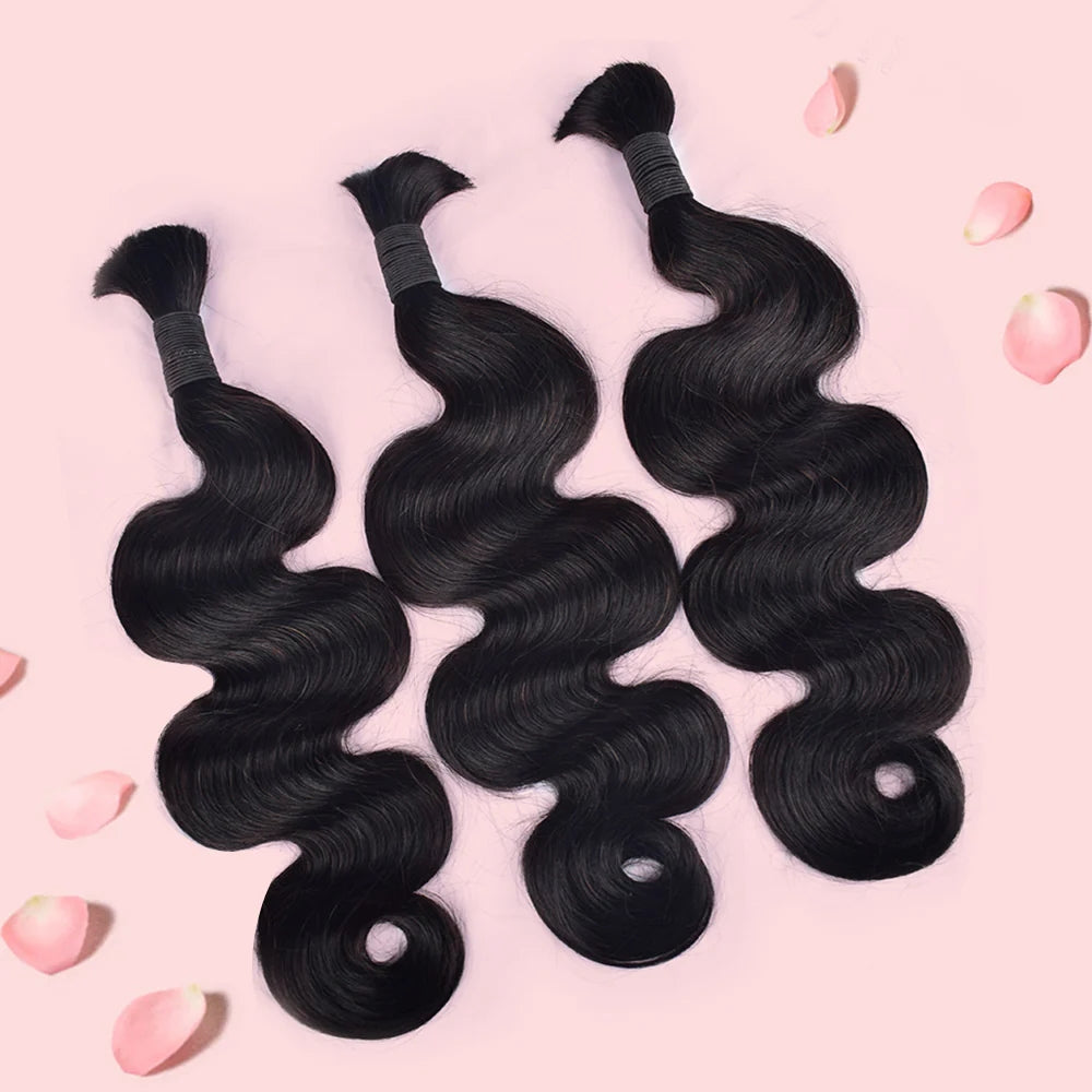 Luxurious 12A Mink Hair Body Wave Bulk - premium human hair for braiding, offering natural black color and versatile lengths from 16 to 26 inches.