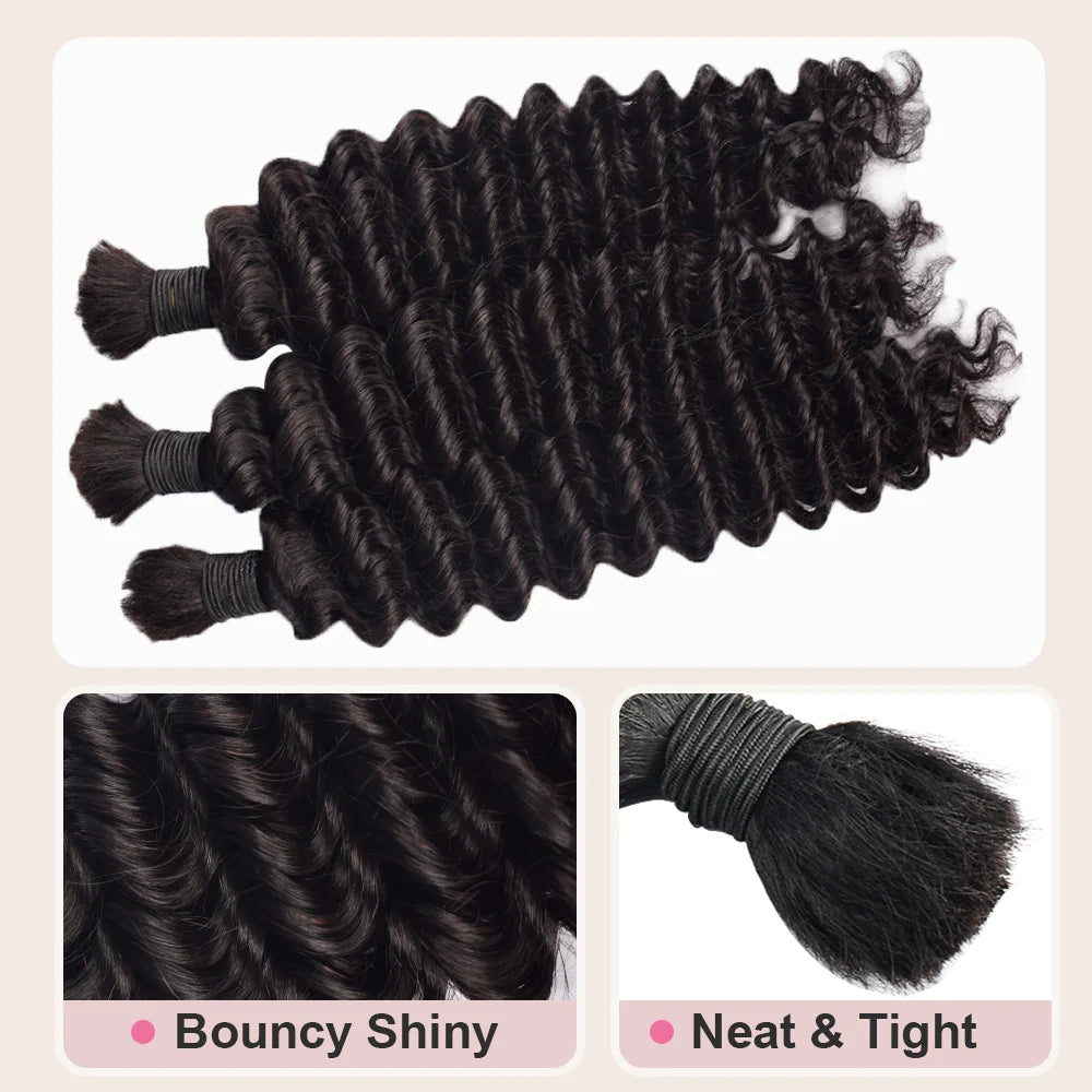 Discover the quality of Raw Unprocessed Single Donor Hair Deep Wave Bulk Hair for Braiding from LUSSOBYSB. This beautiful deep wave bulk hair offers a bouncy, shiny finish and is perfect for creating neat and tight braids. A must-have in your hair collection, it’s ideal for deep curly styles and human hair braids. Enjoy high-quality hair that stands out with the best seller in bulk braiding hair. Transform your look with deepwavebraidinghair, deepwavebulkhair, and high-quality hair bundles.