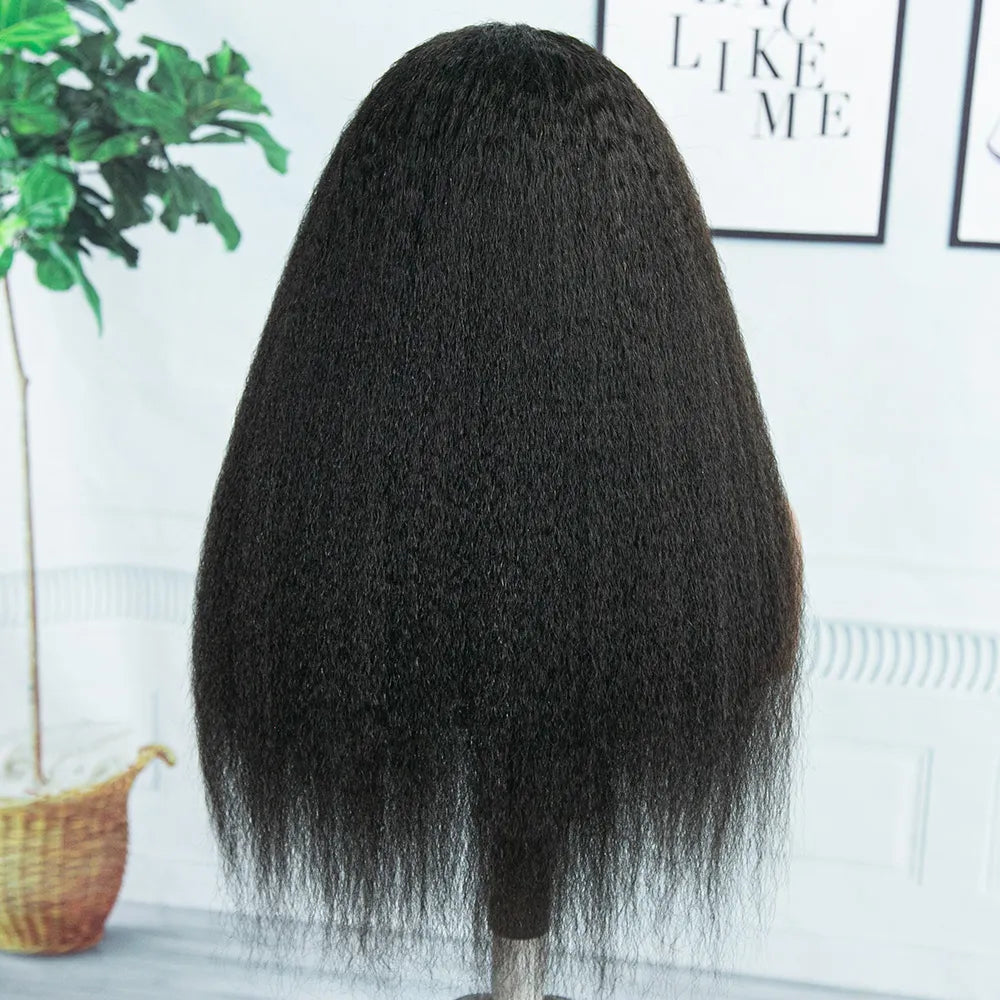 Kinky Straight Human Hair Half Wig with Drawstring