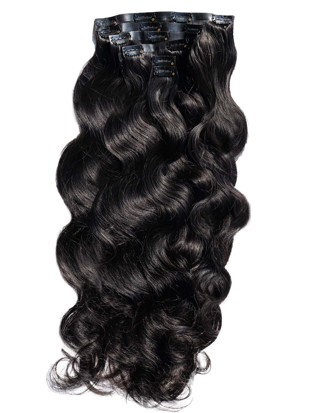 Seamless Clip in Hair Extensions 100g Silicone Weft Loose Wave Black Hair