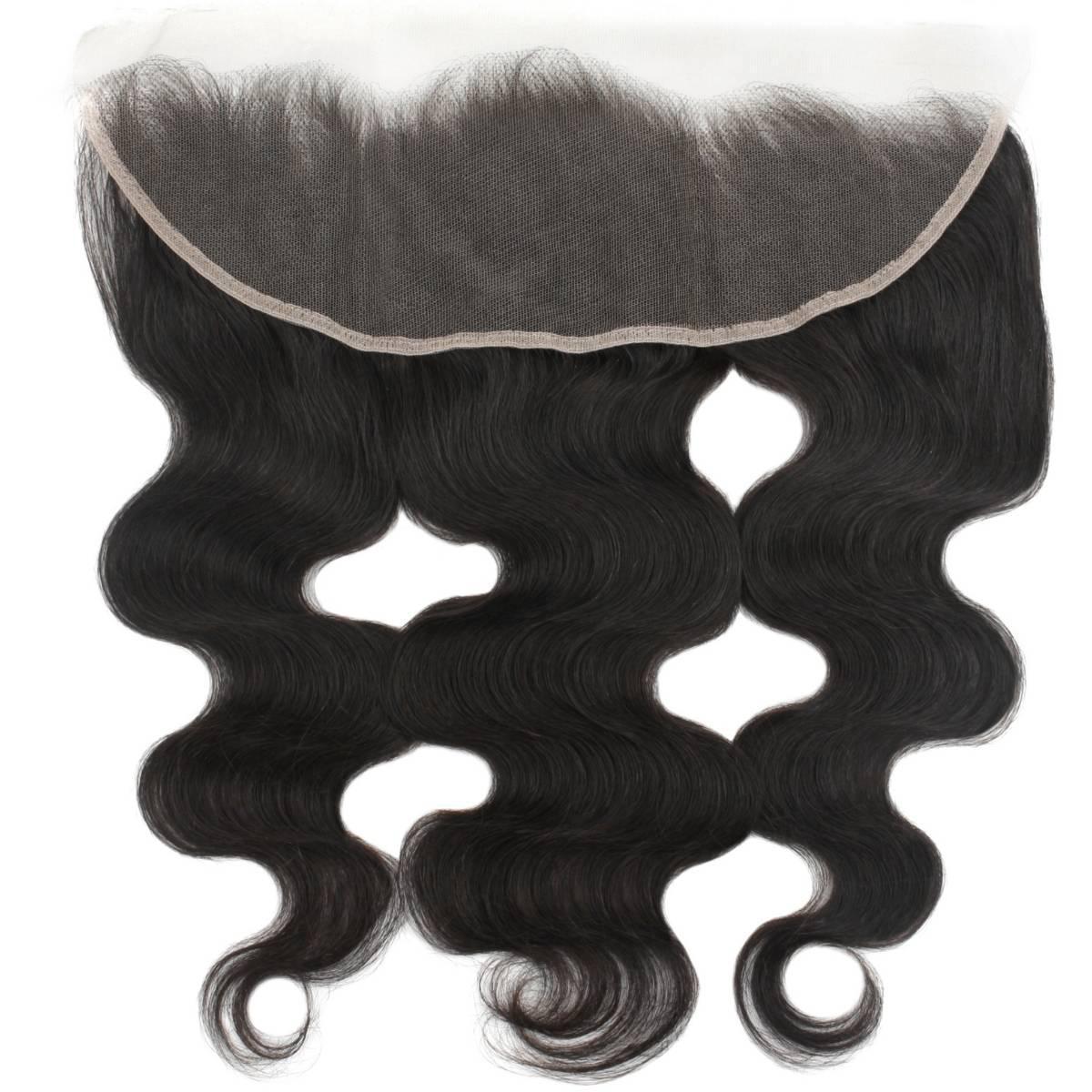 View of the Premium Body Wave 13x4 HD Lace Human Hair Frontal from LUSSOBYSB highlighting the ultra-thin lace material, making it a top choice for natural looking hairstyles. A perfect match for Frontals, WEAVE, and 13x4 HD Lace Frontal needs.