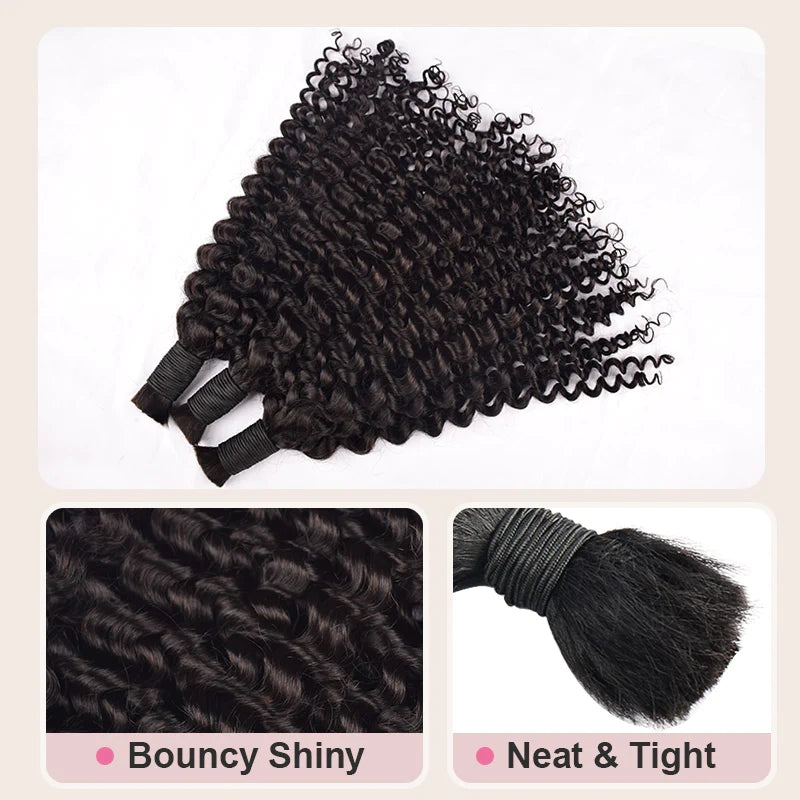 Raw Single Donor Hair Deep Curly Bulk Hair For Braiding