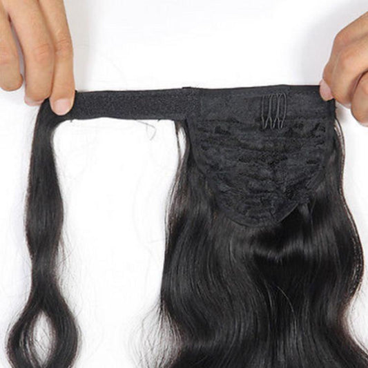 100% Raw Human Hair Body Wave Ponytail, featuring stunning double-stretched design for maximum thickness and comfort, ideal for adding flair to any look.