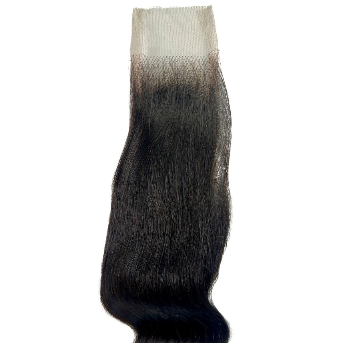 Close-up view of the LUSSOBYSB Body Wave 2x6 HD Lace Closure, showcasing the texture and quality of the 2x6 human hair closure, ideal for styling versatility.