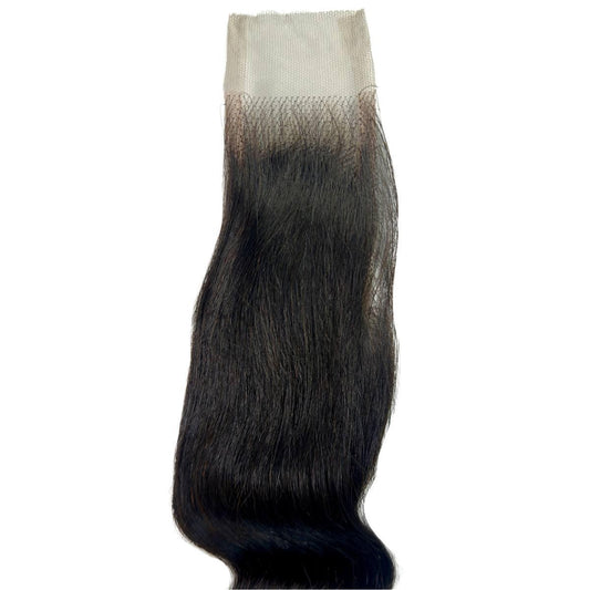 Close-up view of the LUSSOBYSB Body Wave 2x6 HD Lace Closure, showcasing the texture and quality of the 2x6 human hair closure, ideal for styling versatility.