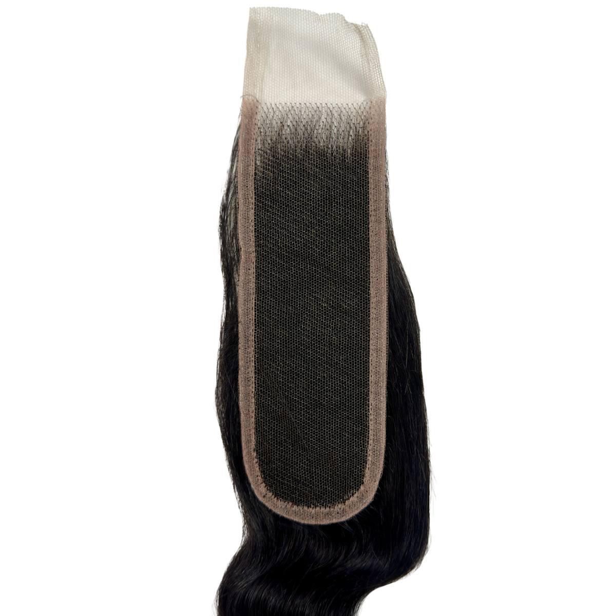Side view of the LUSSOBYSB Body Wave 2x6 HD Lace Closure, highlighting the ultra-thin lace that ensures a flawless and seamless blend, perfect as a 2x6 HD Lace Closure.
