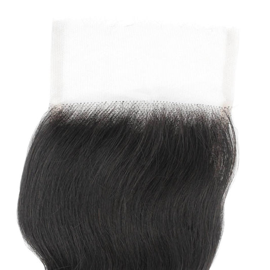 Close-up view of the Body Wave 4x4 HD Lace Closure by LUSSOBYSB, showcasing its soft, luxurious hair texture ideal for natural blending. This image highlights the 4x4 dimensions and HD closure feature.
