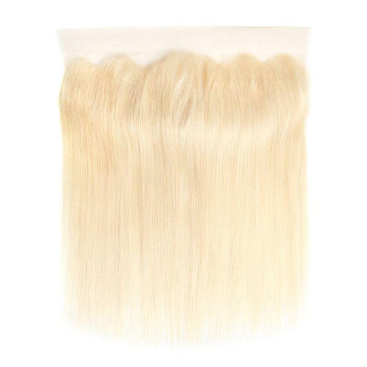 613 Blonde Lace Frontal from LUSSOBYSB features a smooth straight texture in 613 blonde. Perfect for a bold look, this 13x4 transparent HD lace human hair frontal offers easy styling options. Ideal for achieving a seamless blend and natural movement.