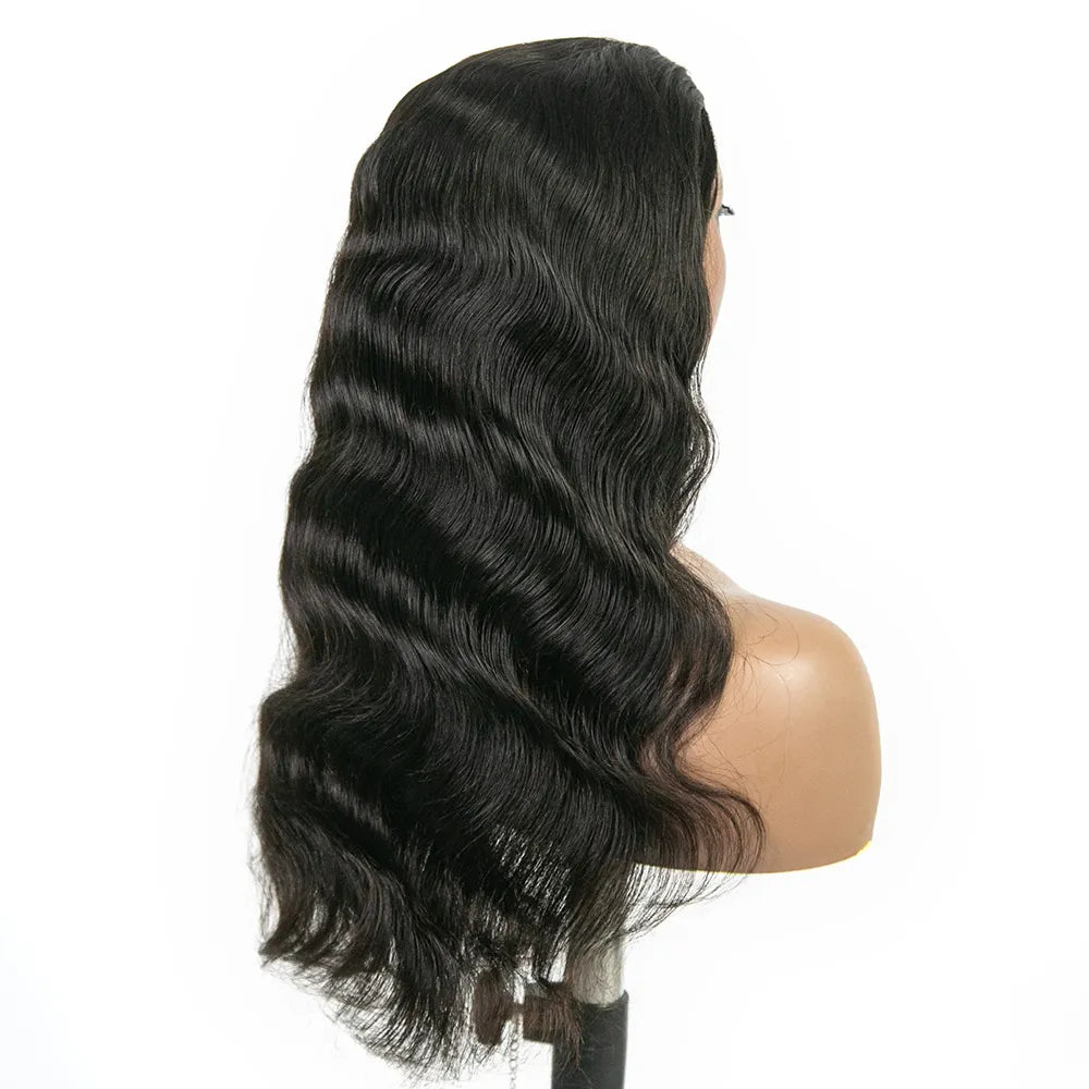 Body Wave Human Hair Half Wig with Drawstring