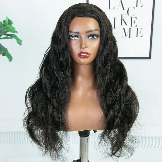 Body Wave Human Hair Half Wig with Drawstring