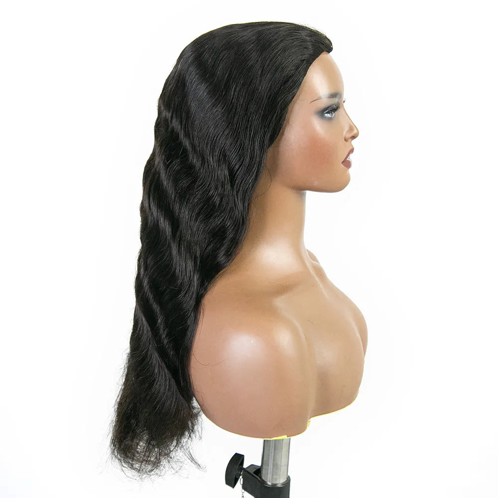 Body Wave Human Hair Half Wig with Drawstring