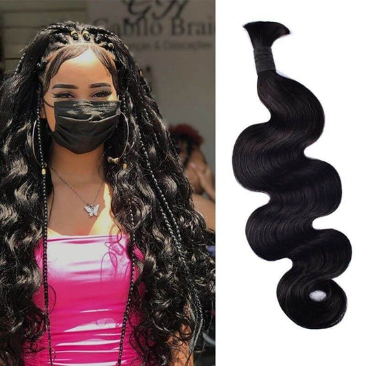 12A Mink Hair Body Wave Bulk - 100% Human Hair For Braiding in Natural Black, perfect for stylish hairstyles, available in 16-26 Inch lengths.