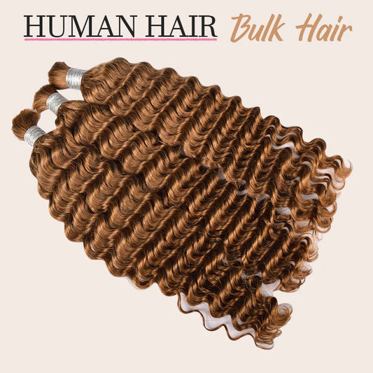 Transform your look with the 30# Deep Wave Bulk Hair from LUSSOBYSB. This best seller offers deep curly hair bundles made from virgin human hair, perfect for achieving beautiful boho braids with colour 30 human braiding hair.