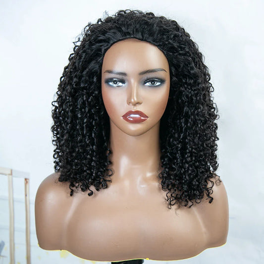 Drawstring 3 in 1 Kinky Curly Half Wig Human Hair
