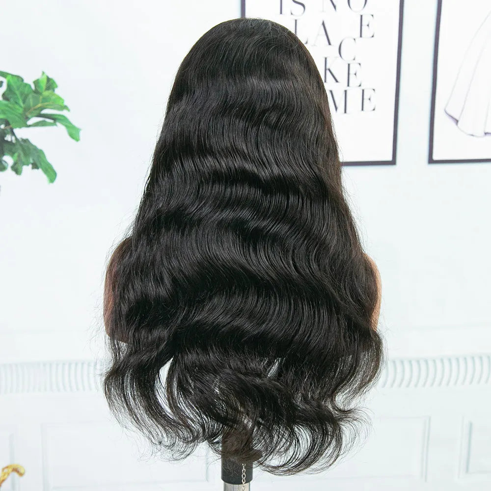 Body Wave Human Hair Half Wig with Drawstring