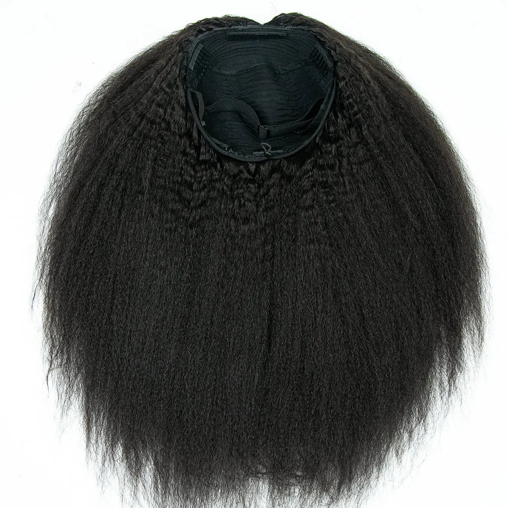Kinky Straight Human Hair Half Wig with Drawstring