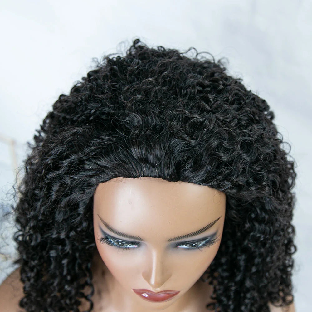 Drawstring 3 in 1 Kinky Curly Half Wig Human Hair