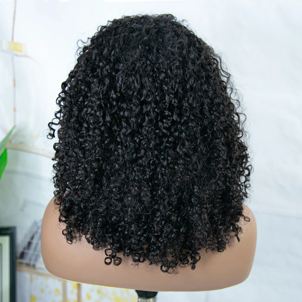 Drawstring 3 in 1 Kinky Curly Half Wig Human Hair