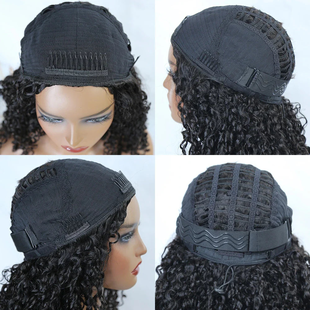 Drawstring 3 in 1 Kinky Curly Half Wig Human Hair
