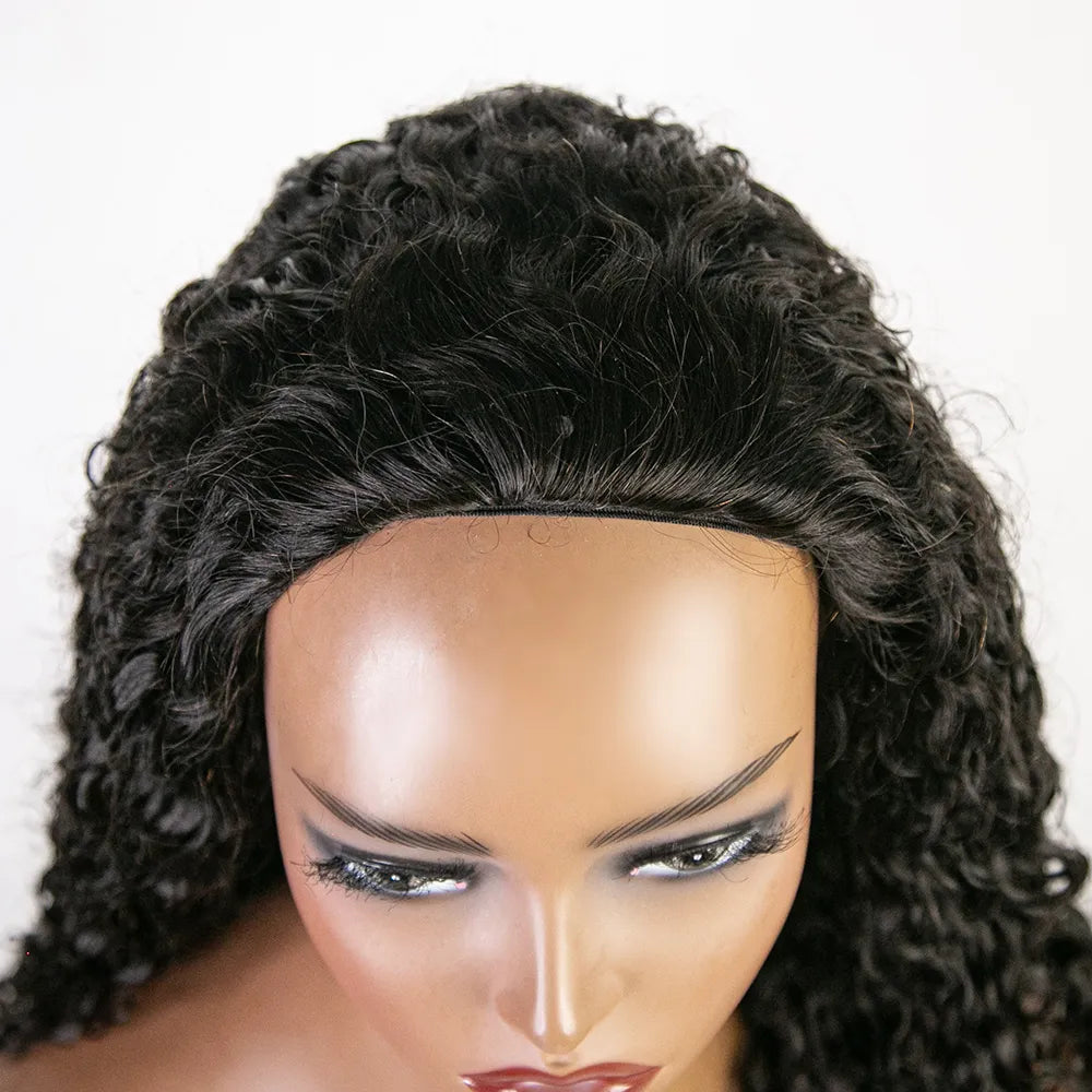 Burmese Curly Half Wig Flexible Fit Drawstring Human Hair Wig