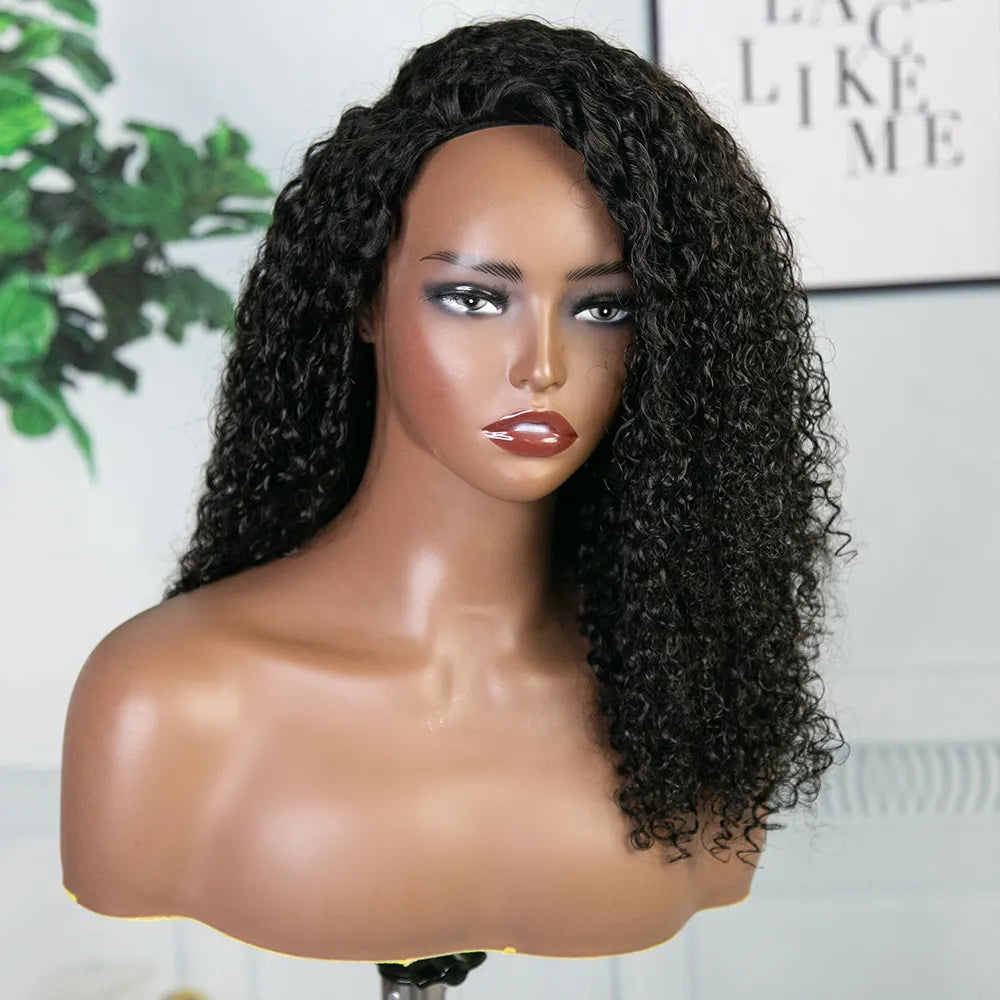Water Wave Half Wig Flexible Fit Drawstring Human Hair Wig