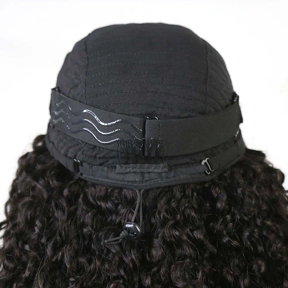 Water Wave Half Wig Flexible Fit Drawstring Human Hair Wig