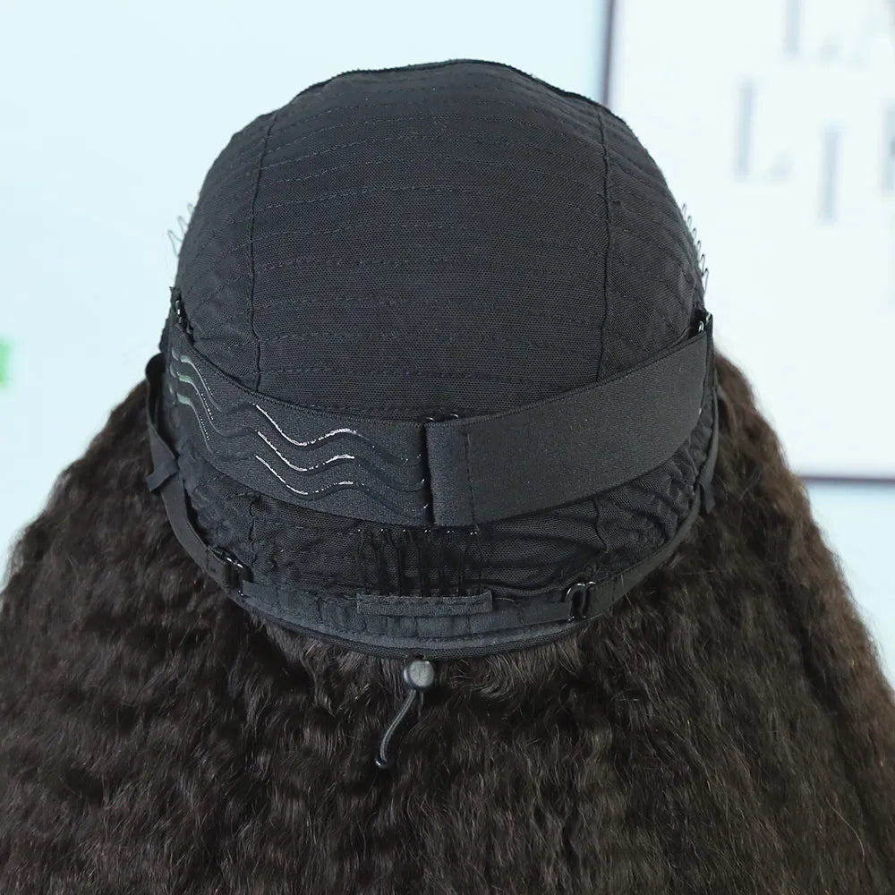 Kinky Straight Human Hair Half Wig with Drawstring