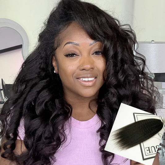 Kinky Straight Human Hair Half Wig with Drawstring