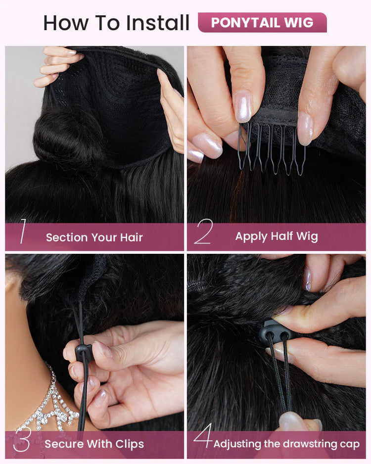 3 in 1 Straight Hair Half Wig Human Hair