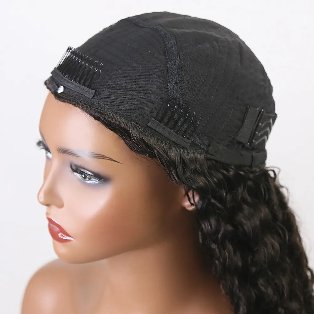 Burmese Curly Half Wig Flexible Fit Drawstring Human Hair Wig