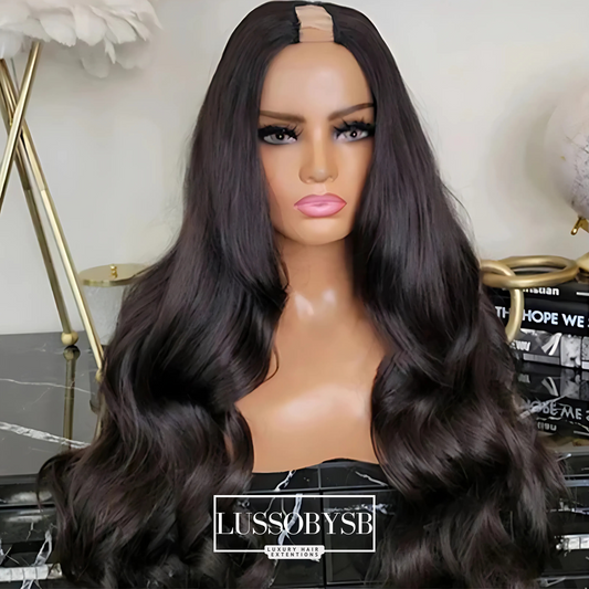 High Density Glueless U-Part Wig Body Wave Raw Human Hair Wig